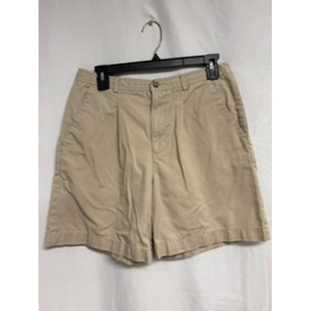 White Stag Womens Khaki Pleated Shorts High Rise Elastic Waist Size 10 Y2K Mom